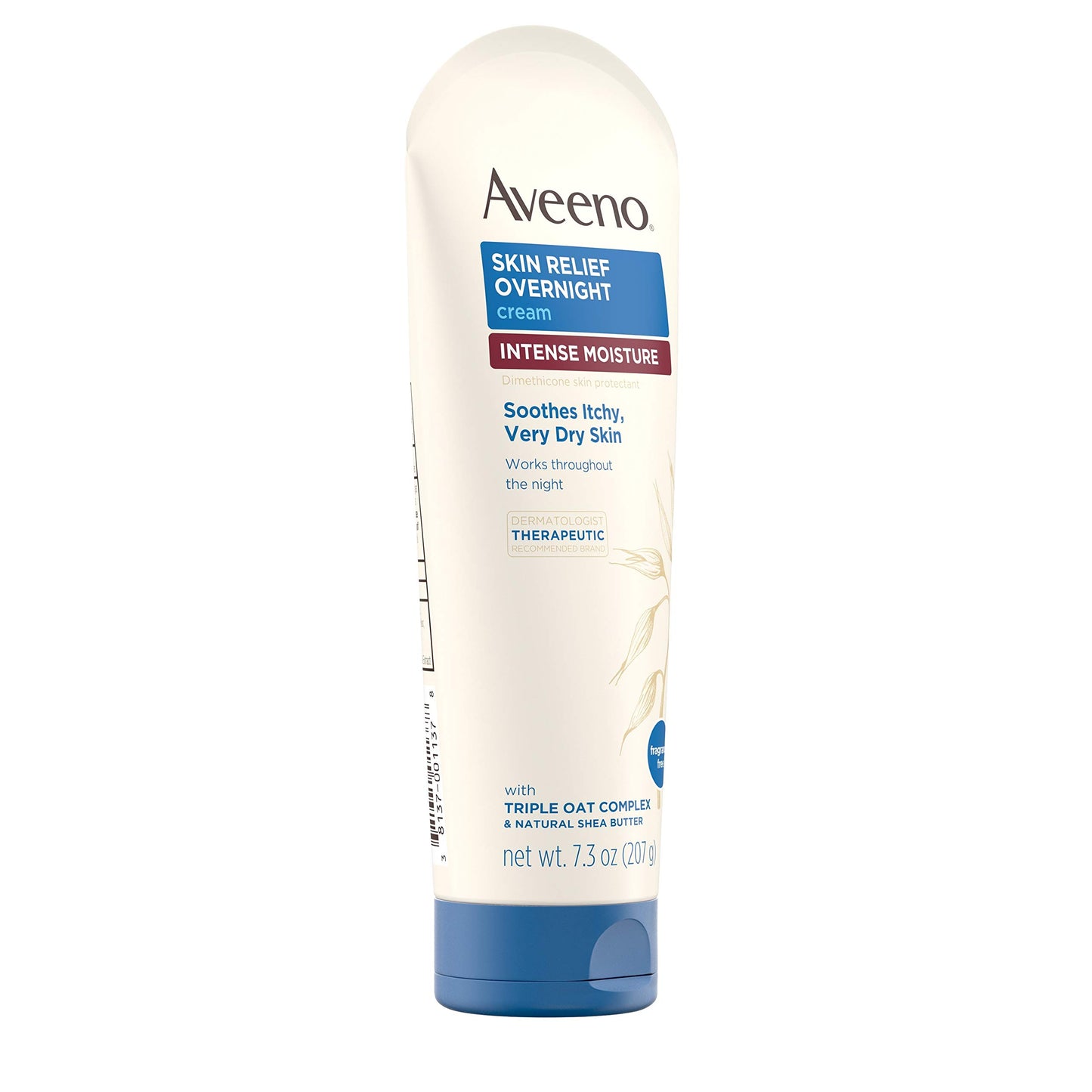Aveeno Skin Relief Overnight Moisture Cream, Triple Oat & Shea Butter, Dimethicone Protectant, Fragrance & Steroid-Free, 7.3 oz