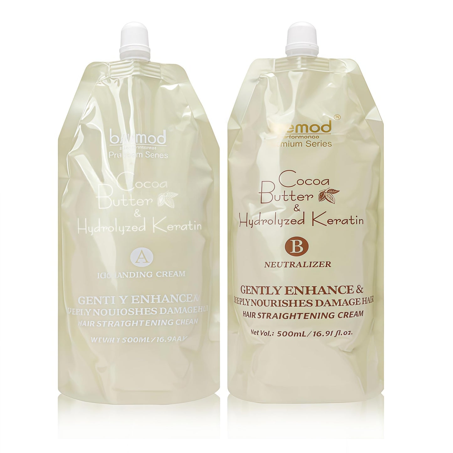 Bremod Hair Straightening Rebonding Cream with Cocoa Butter & Keratin – Professional Treatment for Smooth, Shiny, Healthy Hair, All Types, 2×16.9 Fl Oz