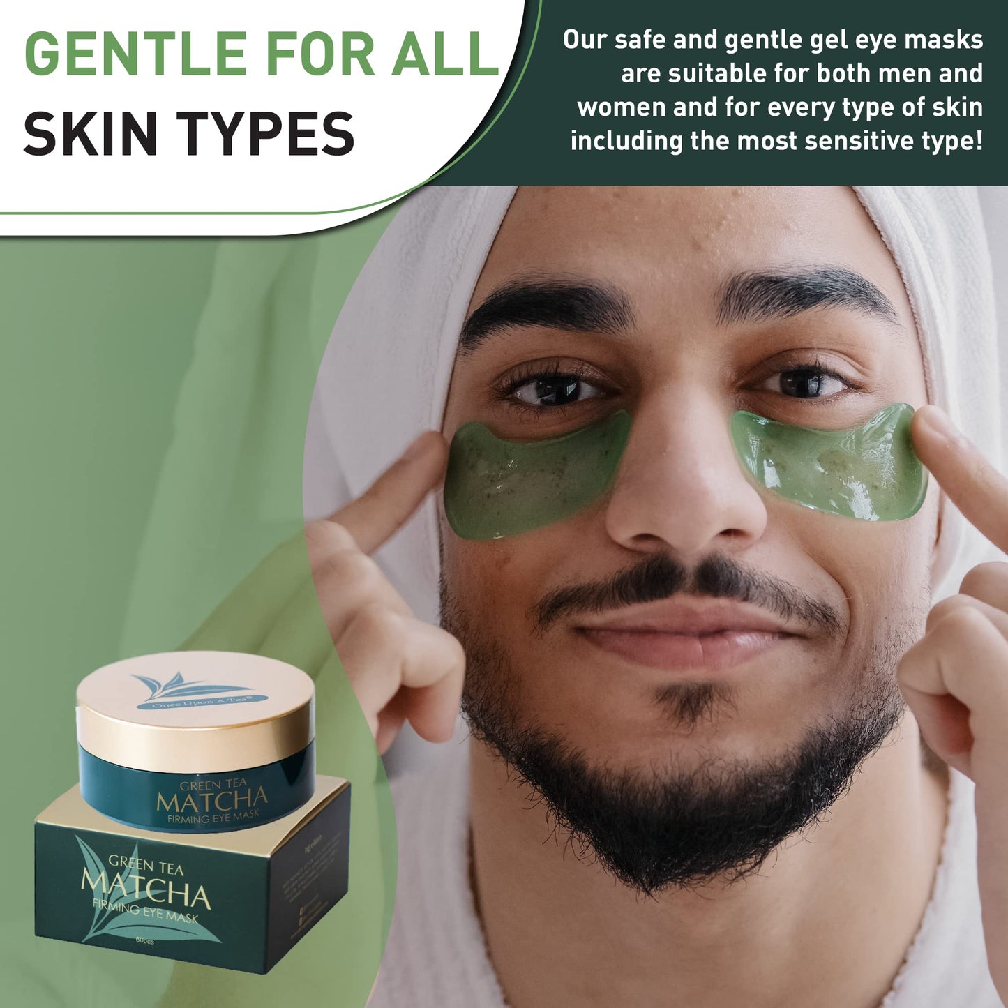 Green Tea Matcha Eye Mask, 30 Pairs Collagen Patches for Wrinkles, Fine Lines, Puffy Eyes & Under Eye Bags, Anti-Aging Gel Pads