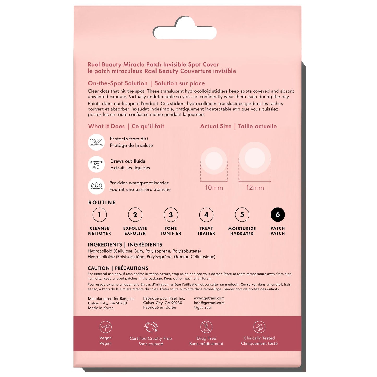 Rael Miracle Invisible Pimple Patches - Hydrocolloid Acne Spot Cover for Breakouts, Absorbs Zits & Blemishes, Korean Skincare, 2 Sizes, 96 Ct