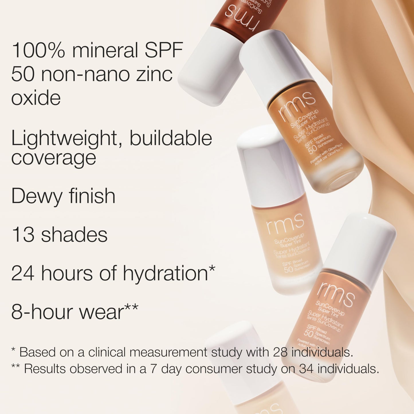 RMS Beauty SunCoverup SPF 50 – Tinted Mineral Sunscreen Foundation, Broad Spectrum, Reef-Safe, Lightweight, Water-Resistant, 1 fl oz