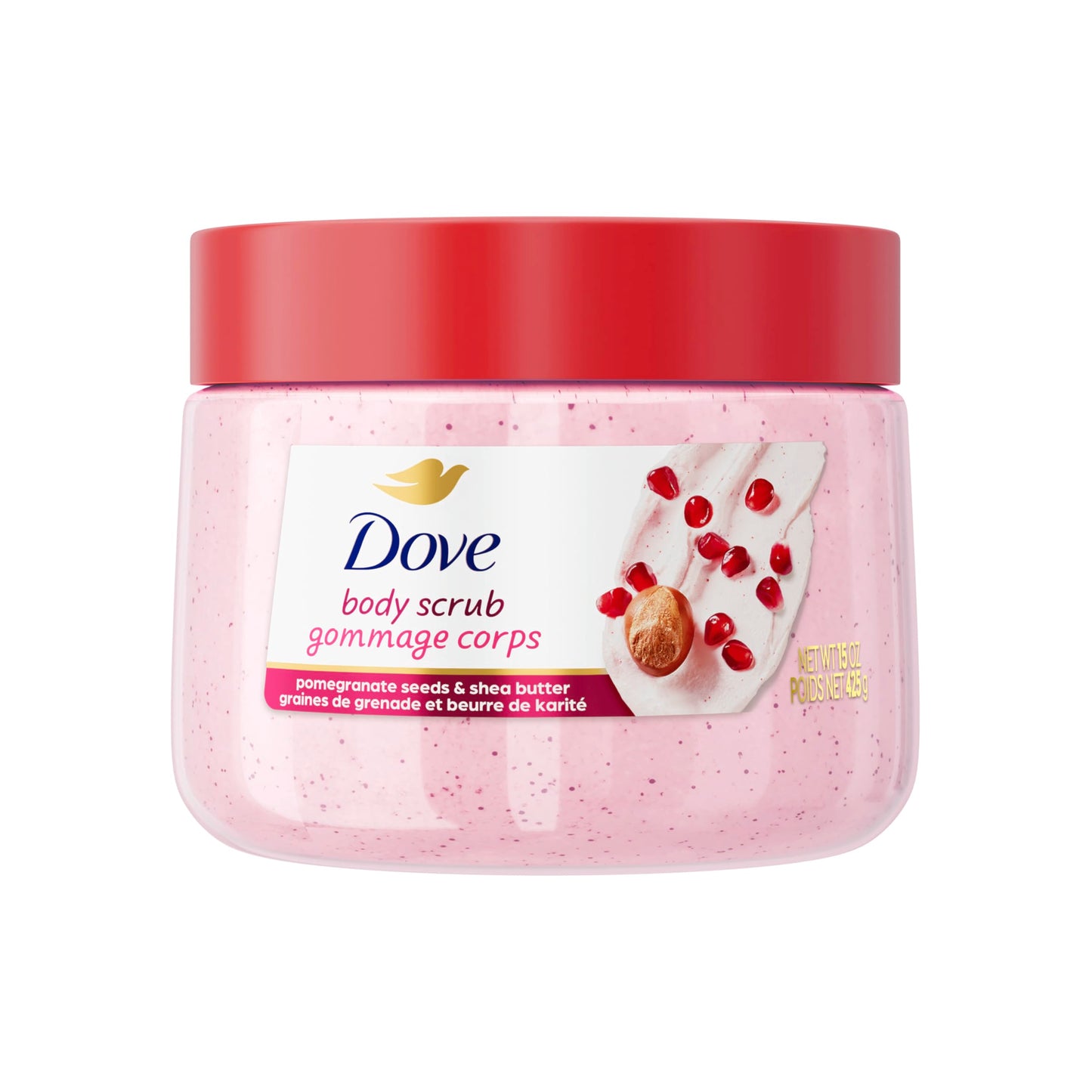 Dove Pomegranate & Shea Butter Body Scrub Exfoliates and Deeply Nourishes for Smooth, Radiant Skin 15 oz