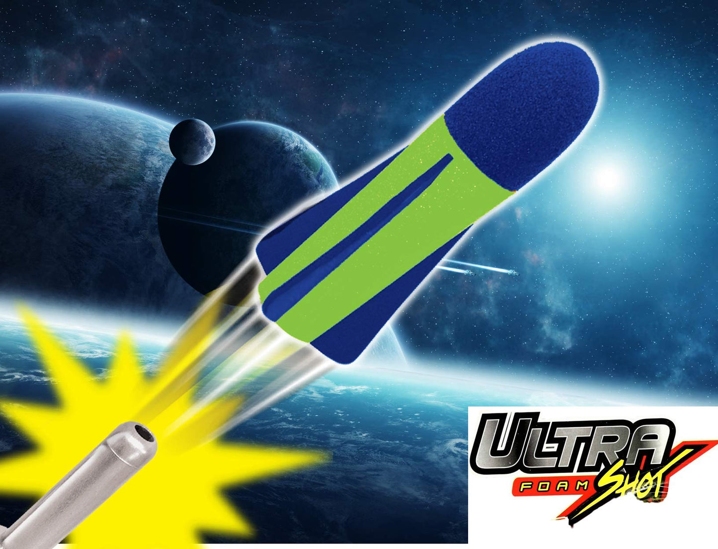 JA-RU Large Handheld Foam Rocket Launcher for Kids – Air-Powered Outdoor Toy, Party Favor & Birthday Gift (1-Pack, Model 673-1A)