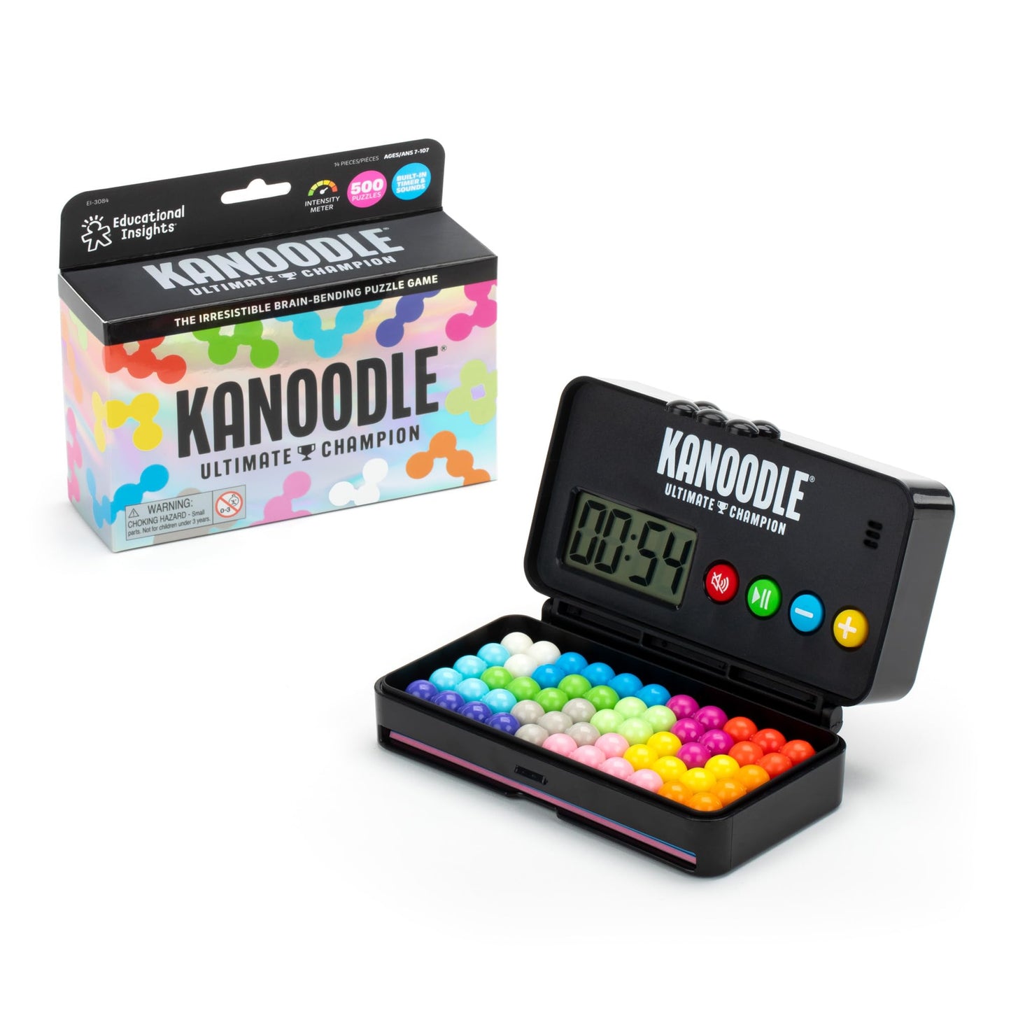 Kanoodle Ultimate Champion – 3D Brain Teaser Puzzle with Timer, Handheld Travel Logic Game for Single Player, Gift for Ages 7+