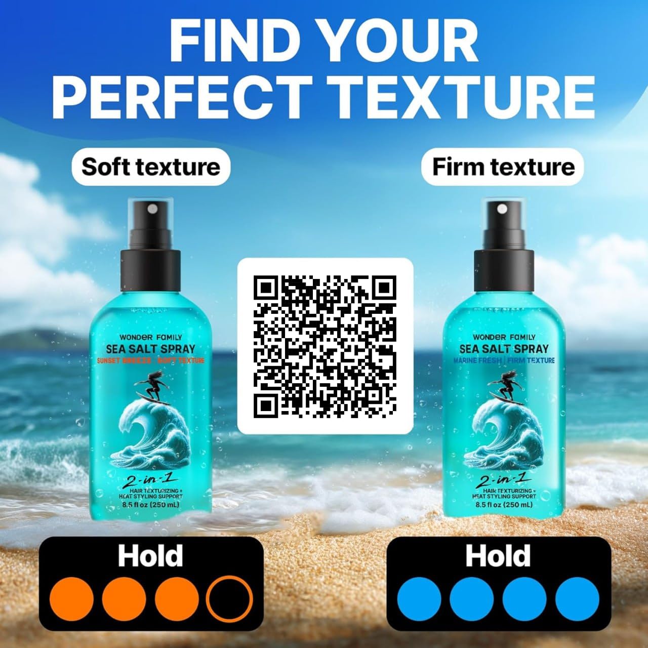 Sea Salt Spray for Hair Volume & Texture – Wave Activator, Curl Refresher & Strong Hold Volumizing Mist for Men & Women – Travel Size Hairspray