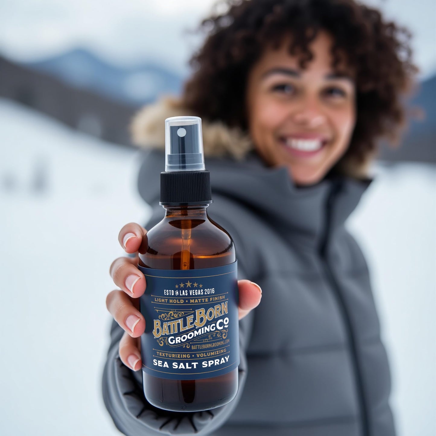 Battle Born Grooming Co Sea Salt Spray (Unscented, 8 fl oz) – Natural Vegan Texturizing Spray for Beach Waves, Volume & Thickness – Unisex