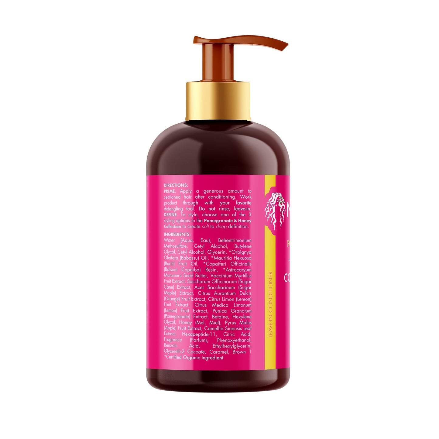 Mielle Organics Pomegranate & Honey Leave-In Conditioner for Curly Hair, Moisturizing Detangler to Repair Damage, Prevent Frizz & Boost Shine, 12 Fl Oz