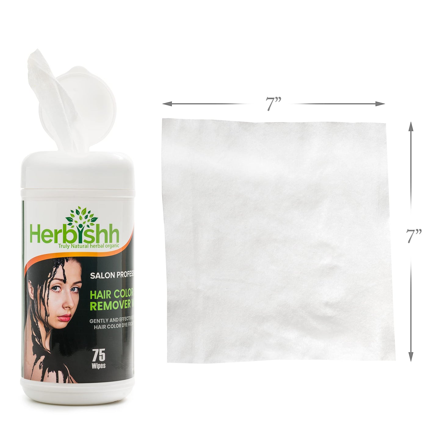 Herbishh Hair Color Stain Remover Wipes – Gentle, Skin-Friendly Formula – Easily Remove Hair Dye from Skin – 75-Count Dispenser Pack