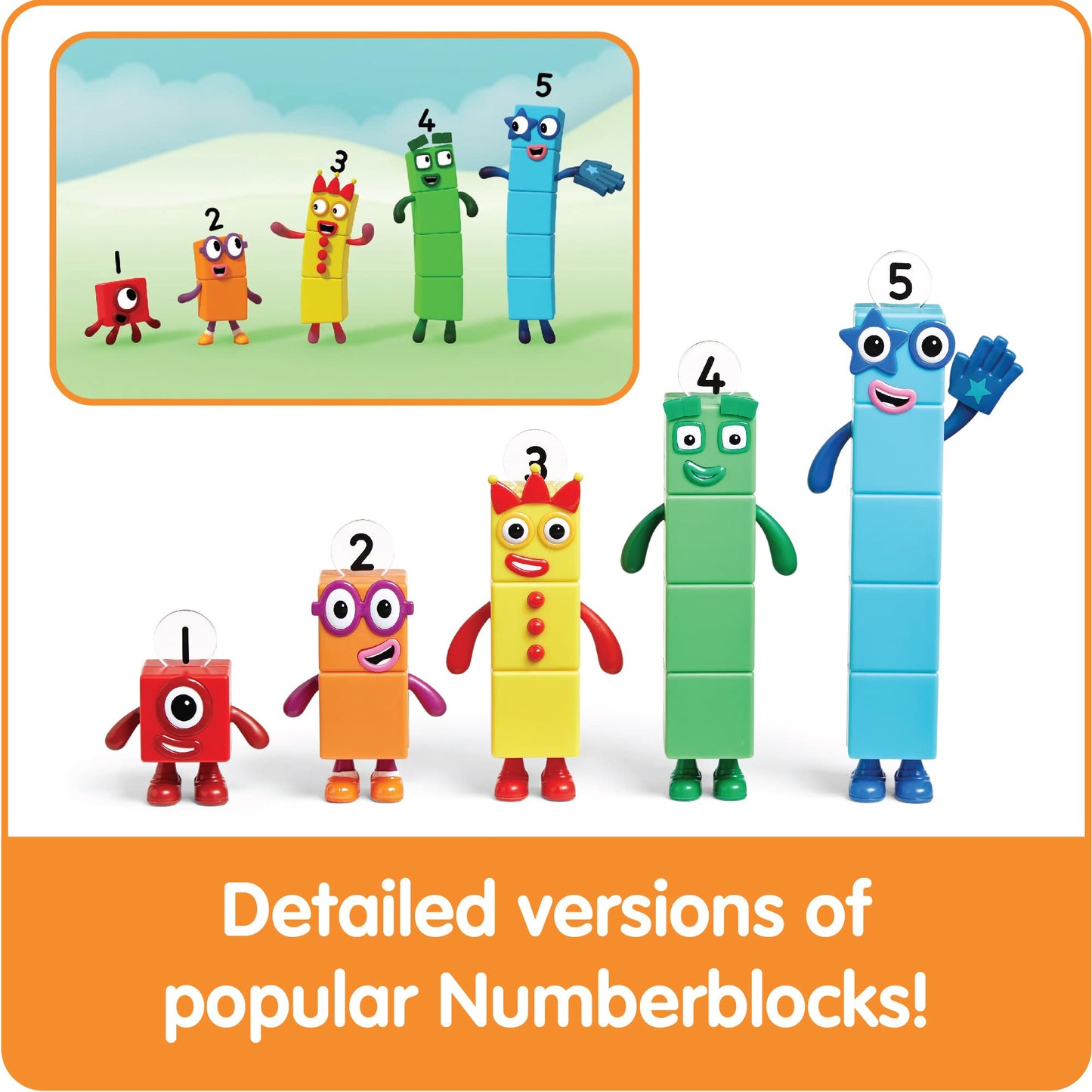 hand2mind Numberblocks Friends 1–5 Action Figure Set – Counting Blocks Toy Figures & Playsets for Toddlers, Educational Math Toys, Birthday Gifts