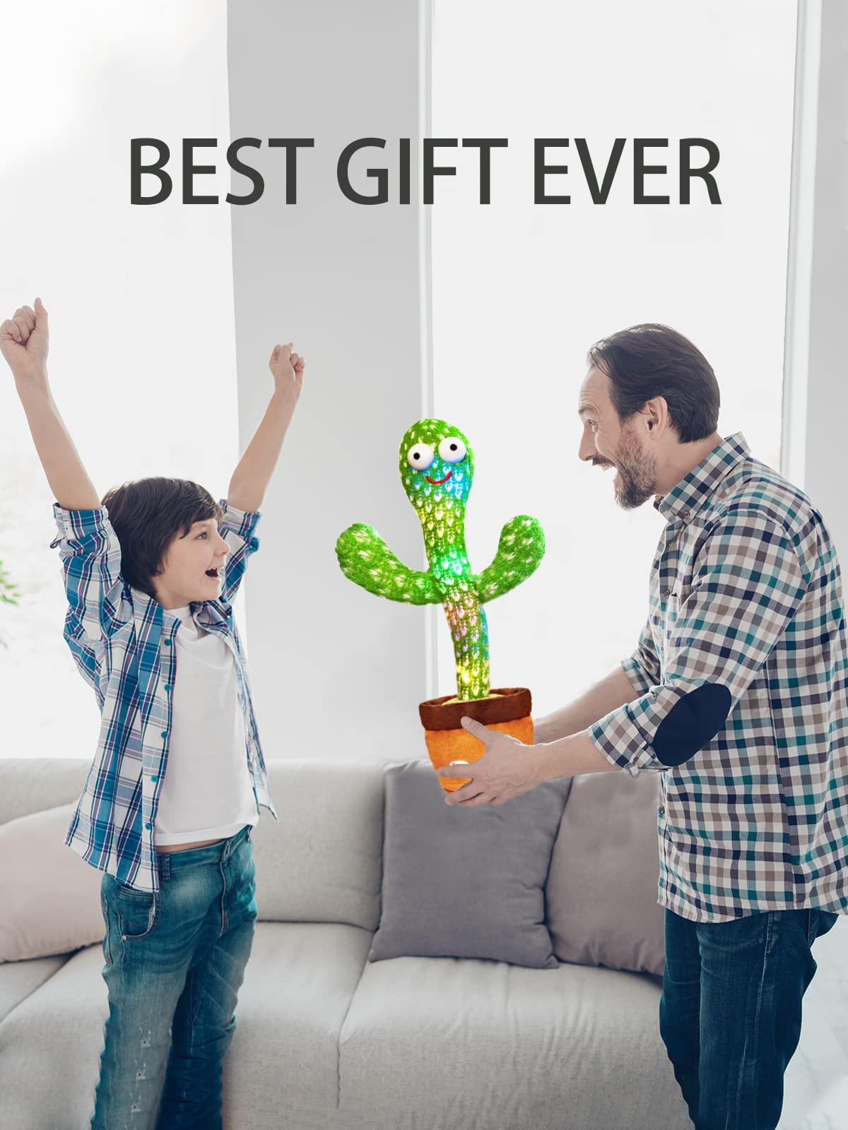 Keculf Talking Cactus Toy with LED, 120 Songs, Dancing & Mimicking Baby Toy, Singing Musical Tummy Time Gift for Boys & Girls