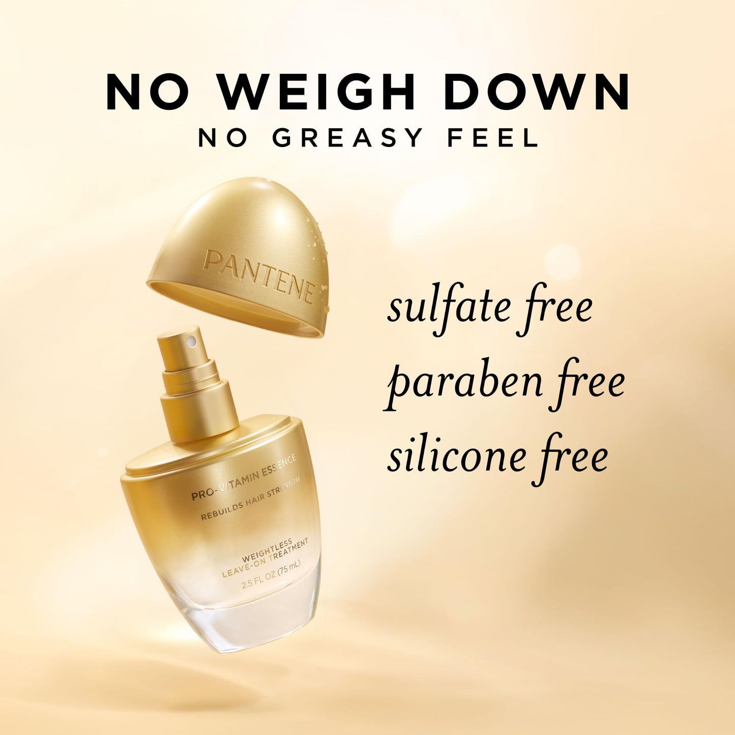 Pantene Pro-Vitamin Essence, Daily Repair Mist, Weightless Leave-On Treatment Strengthens & Rebuilds Damaged Hair, Reduces Breakage, 2.5 Fl Oz