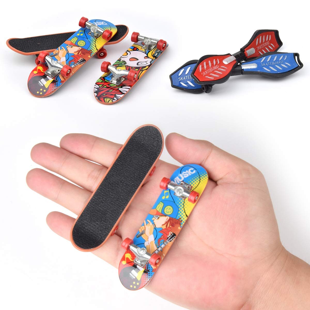 Hotusi Mini Finger Sports Skateboards/Bikes/Swing Boards/Scooter Set for Party Favors Educational Finger Toy(4 Pcs)