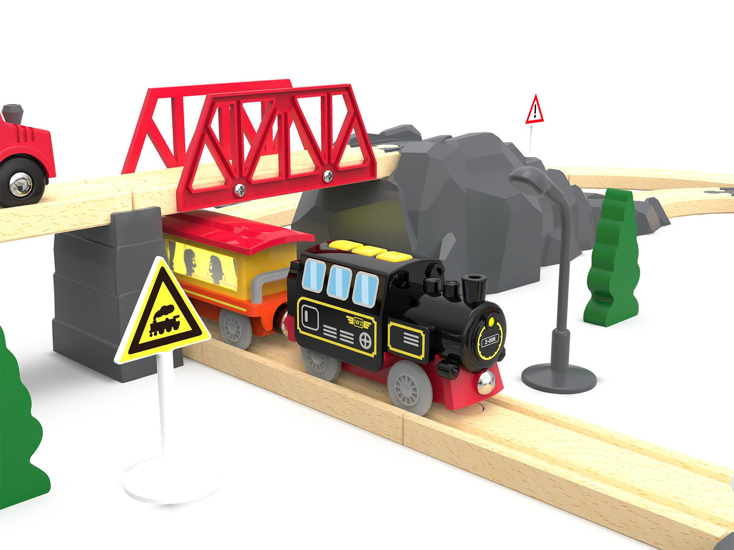 Motorized Remote Control Train for Wooden Tracks – Battery Operated Locomotive with Magnetic Connection, Compatible with Thomas, Brio, Chuggington