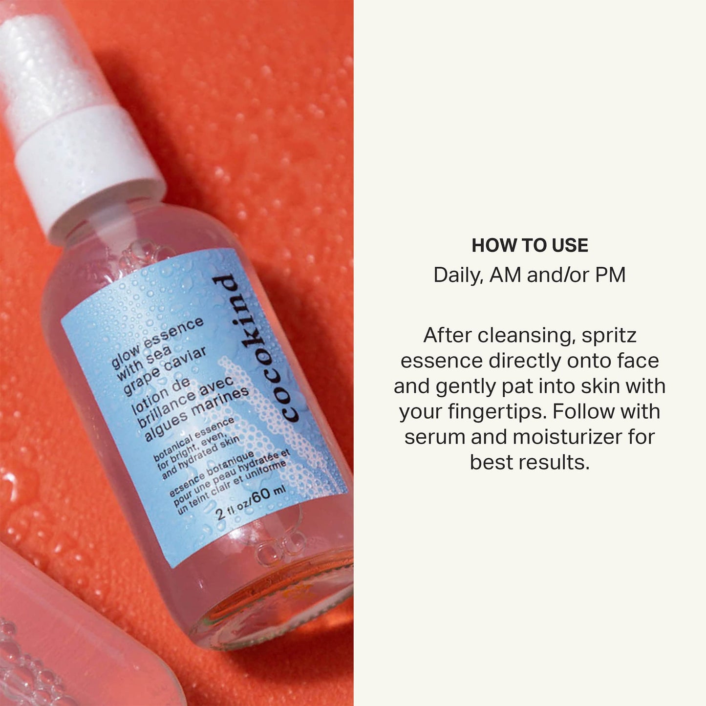 Cocokind Glow Essence with Sea Grape Caviar, Hydrating Primer and Facial Mist, Facial Moisturizer with Sea Buckthorn, Linoleic Acid, and Vitamin E