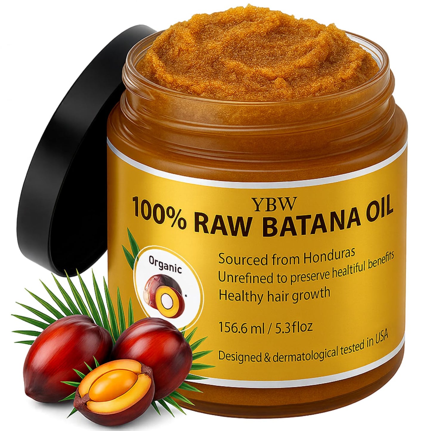 Raw Batana Oil for Hair Growth by Dr. Sebi Organic Raw Honduras Oil - 100% Pure & Natural Botana Paste for Thicker, Stronger Hair for Men and Women