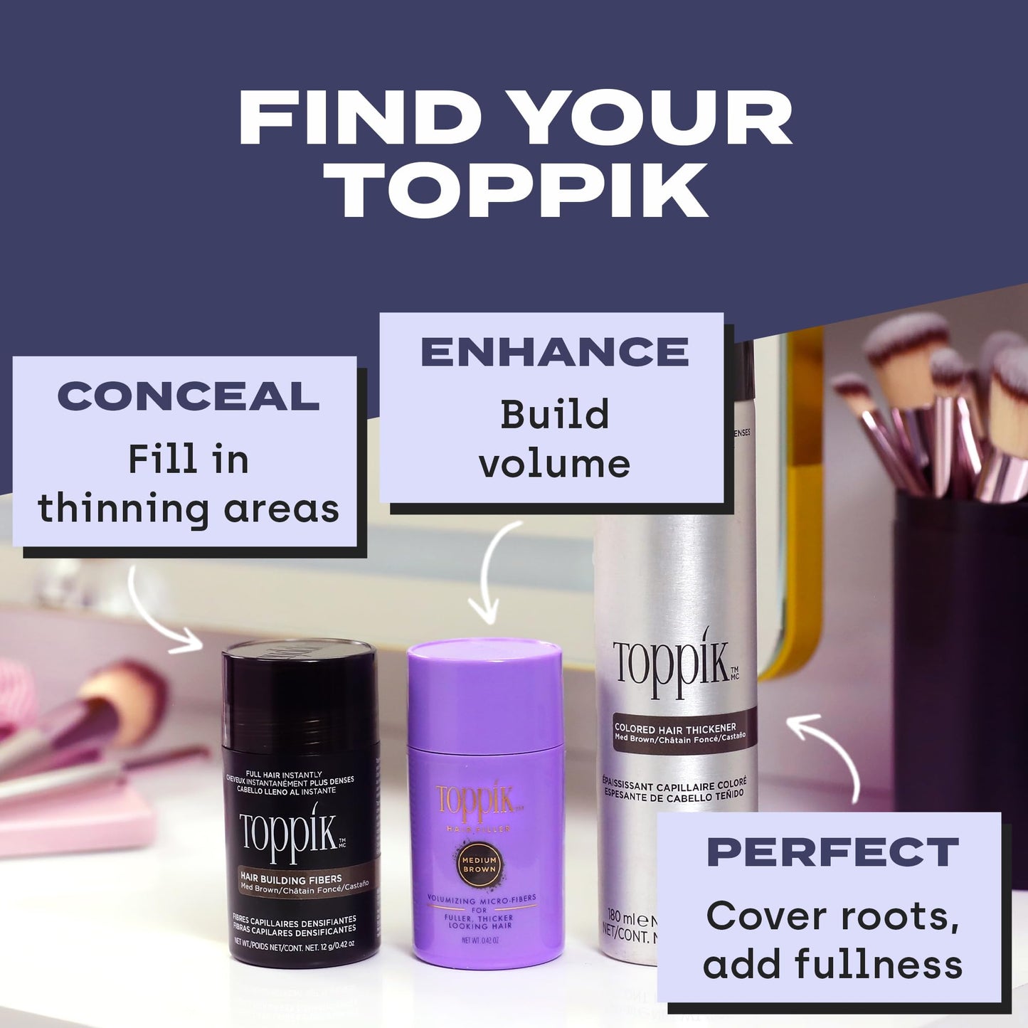 Toppik Colored Hair Thickener Spray, Light Brown – Volumizing Root Touch-Up Concealer for Thinning Hair, Adds Fullness & Covers Grays, 5.1oz