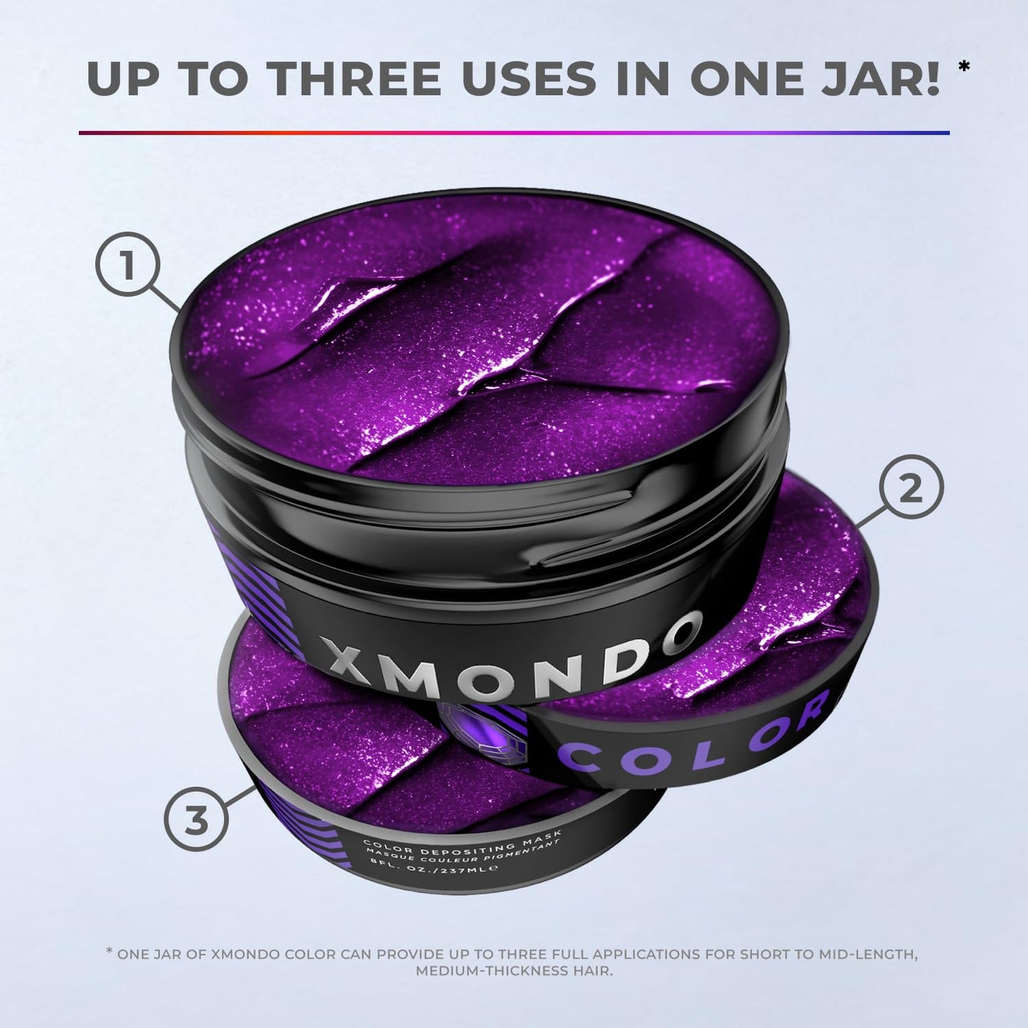 XMONDO Amethyst Hair Mask – Semi-Permanent Purple Color with Bond Booster & Hyaluronic Acid, 8 oz, Vibrant Conditioning Hair Dye