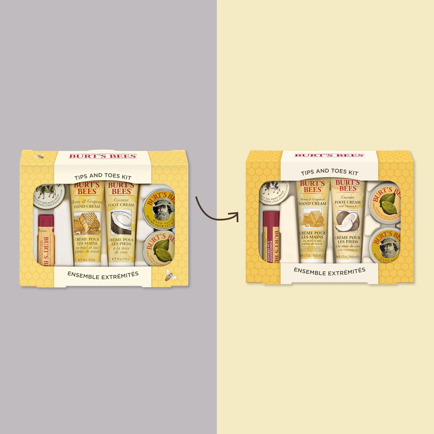 Burt's Bees Gifts Ideas - Tips and Toes Set, 6 Travel Size Products in Gift Box - 2 Hand Creams, Foot Cream, Cuticle, Hand Salve and Lip Balm