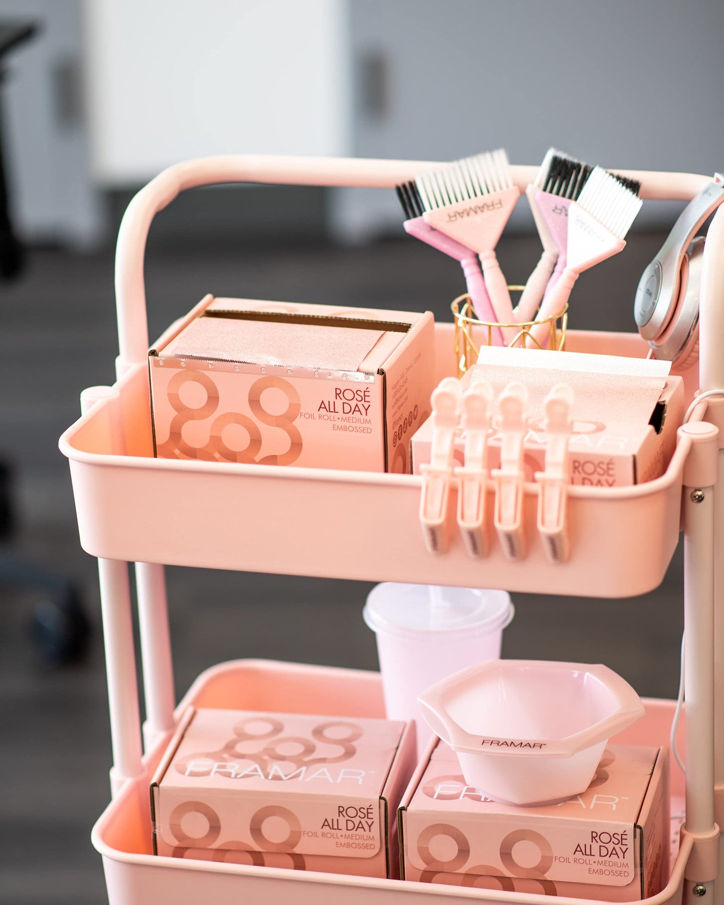 FRAMAR Rosé Hair Foil – Embossed Salon Foil Roll for Highlighting & Balayage, Non-Slip Grip, Easy Cut & Use, 320 ft, Perfect for Stylists