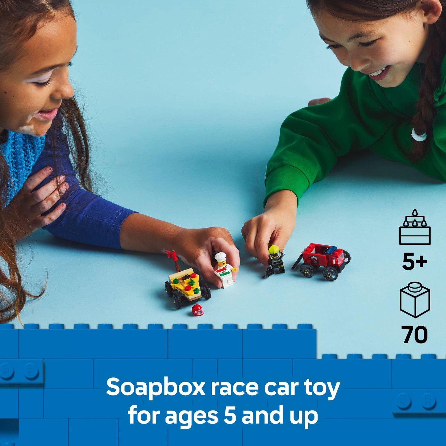 LEGO City Pizza vs. Fire Truck Race Car Set, Building Toy for Kids 5+, Includes Chef & Firefighter Minifigures, Gift for Birthdays