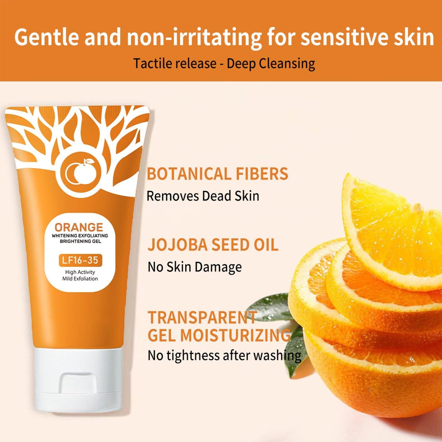 Ezyuanchly Orange Exfoliating Gel (2PCS) – Deep Cleansing & Moisturizing Face & Body Scrub, Natural Peeling Gel for Smooth, Radiant Skin