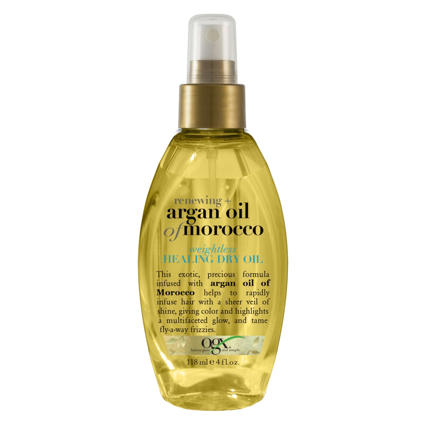 OGX Renewing + Argan Oil of Morocco Dry Oil Spray | Lightweight Mist for Frizz Control, Split Ends & Shine | Paraben & Sulfate Free, 4 fl oz