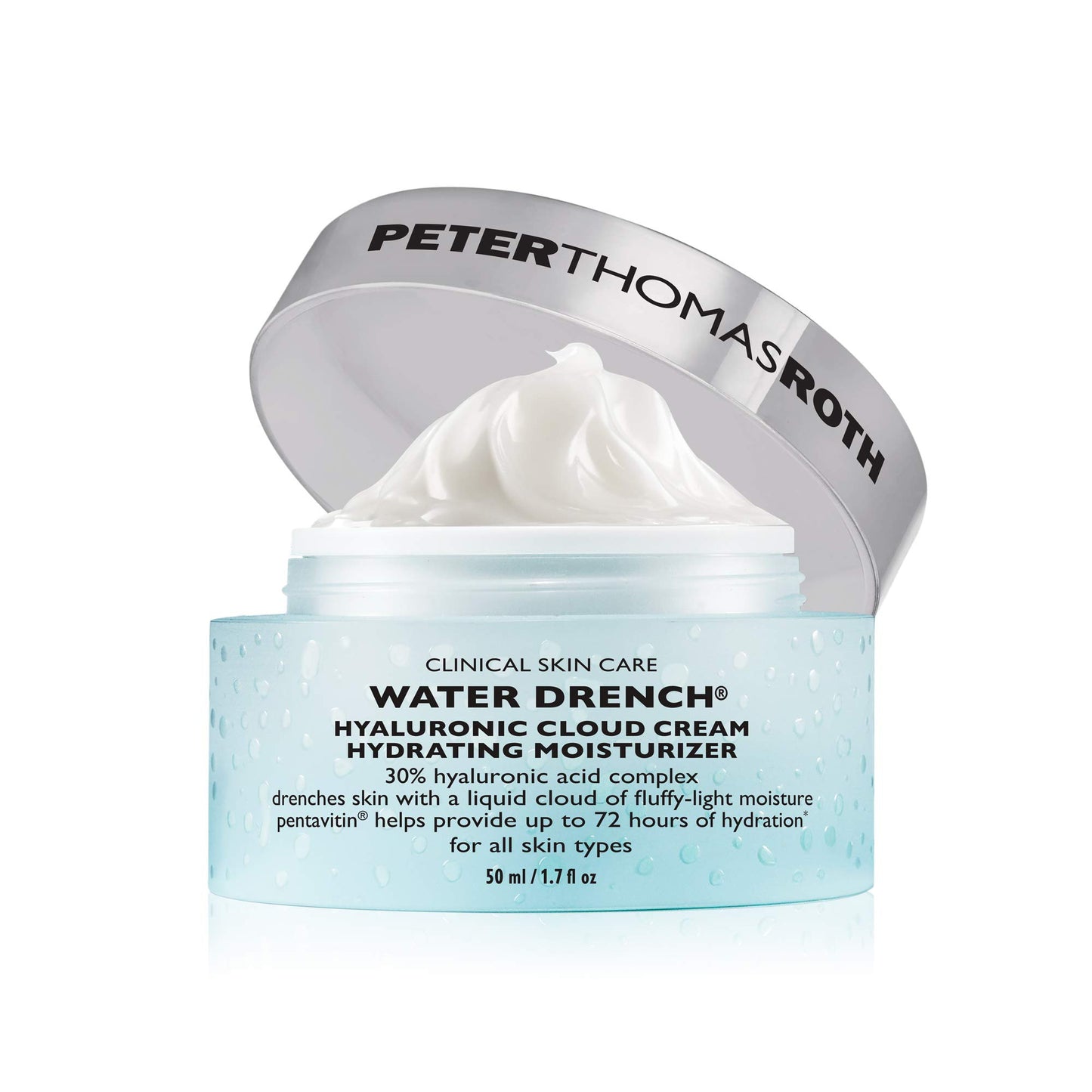 Peter Thomas Roth Water Drench Hyaluronic Cloud Cream – Hydrating Face Moisturizer, Refillable Jar, 72H Hydration, Fragrance-Free
