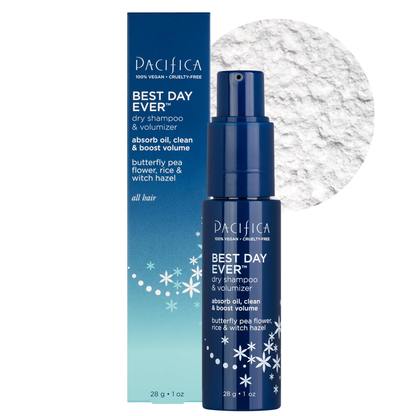 Pacifica Dry Shampoo Powder – Waterless Refresh & Instant Volumizer, Adds Texture, Absorbs Oil, Non-Aerosol, Vegan & Dermatologist Tested