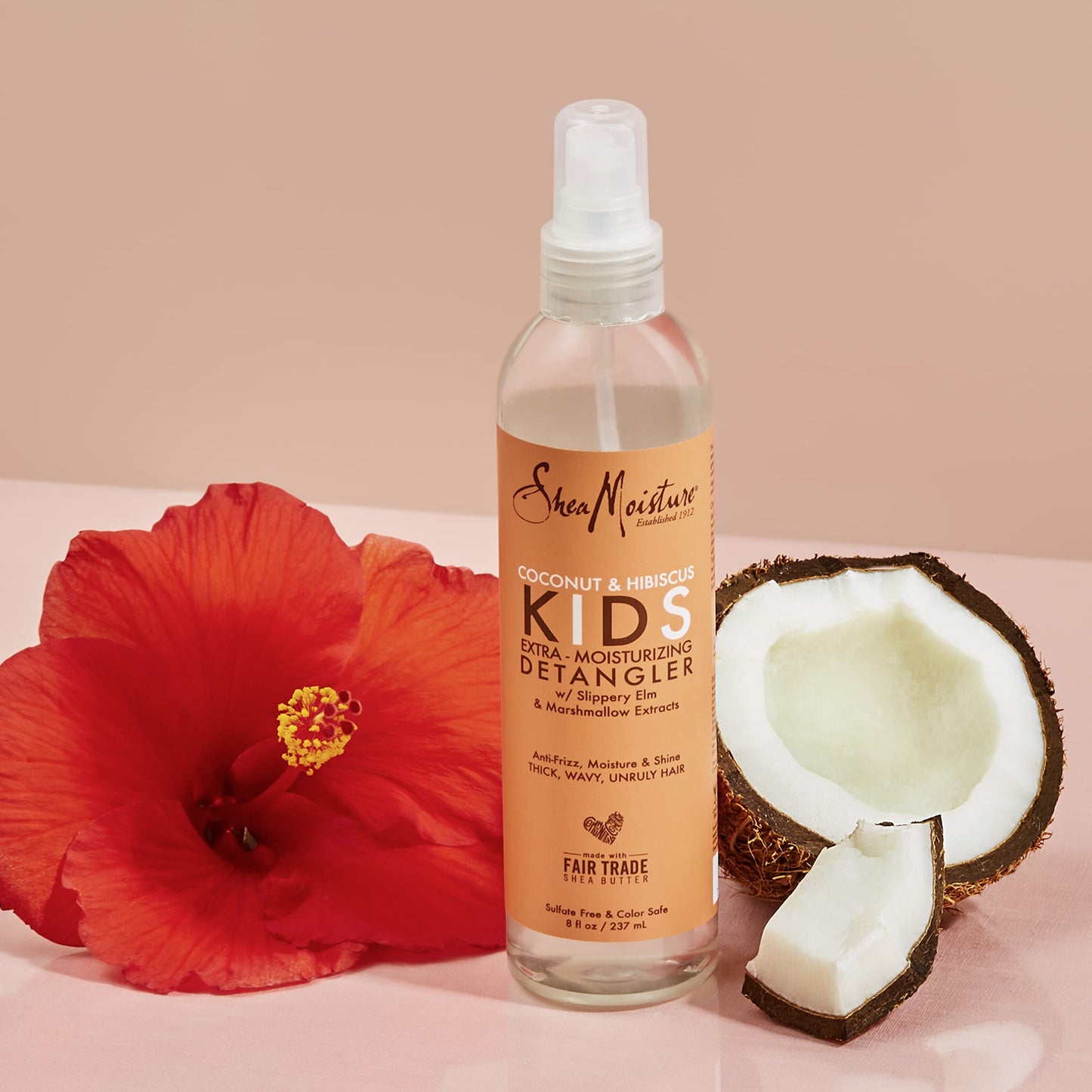 SheaMoisture Kids Extra Moisturizing Detangler Coconut and Hibiscus for Curly Hair Hair Care Product with Shea Butter 8 oz