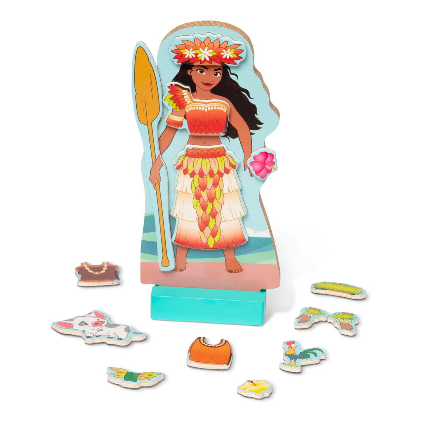 Melissa & Doug Disney Princess Moana Magnetic Dress-Up Wooden Doll Pretend Play Set (30+ pcs)