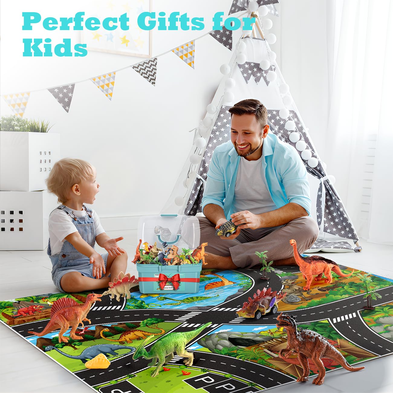 Kiddiworld Dinosaur Toys for Toddlers & Kids 2-7 – Dino Figures with Play Mat, Birthday & Christmas Gift for Boys & Girls