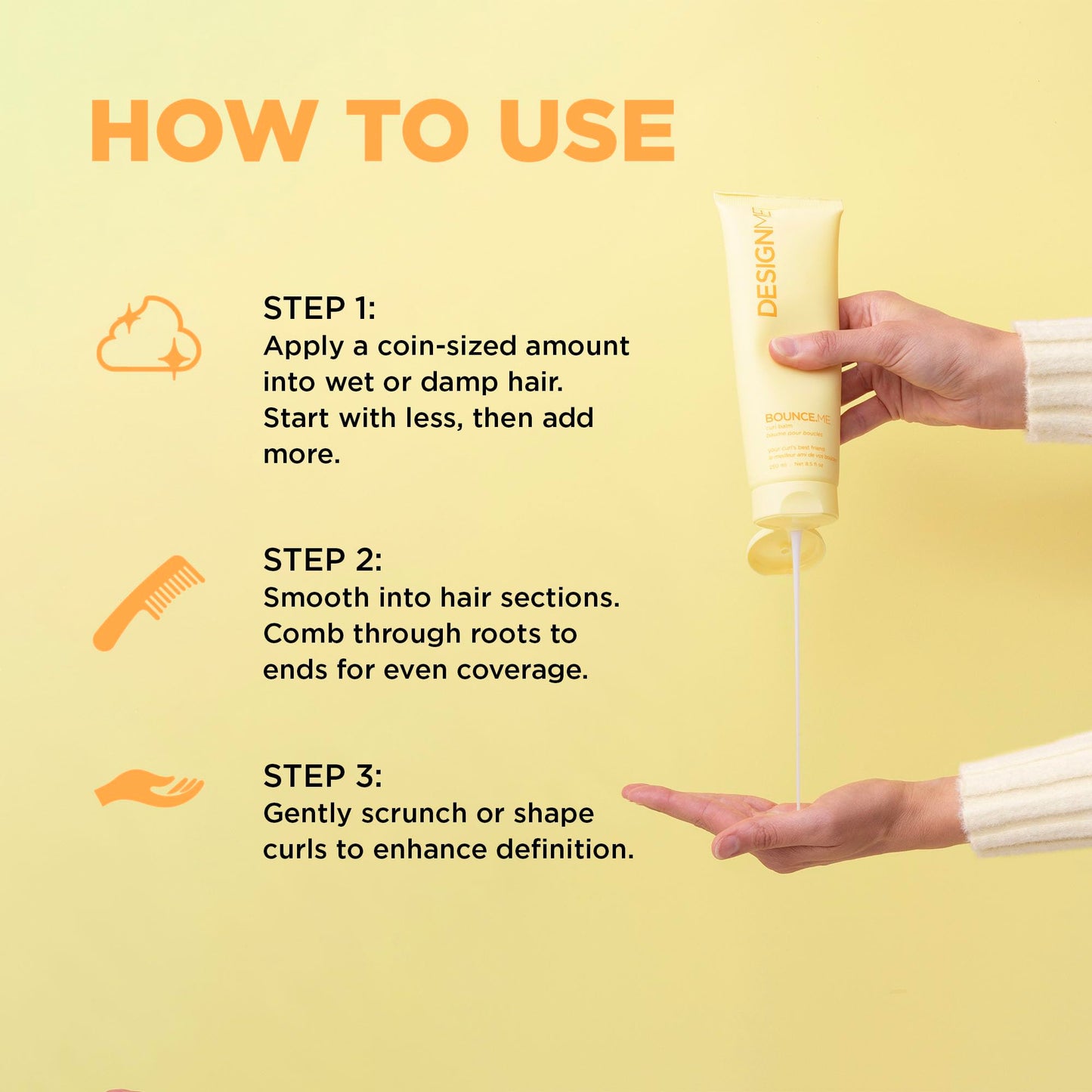 Design.Me BOUNCE.ME Curl Balm & Cream for Curly Hair | Argan Oil Formula for Waves, Coils & Curls | Defines, Hydrates & Adds Shine | 8.5 Fl Oz