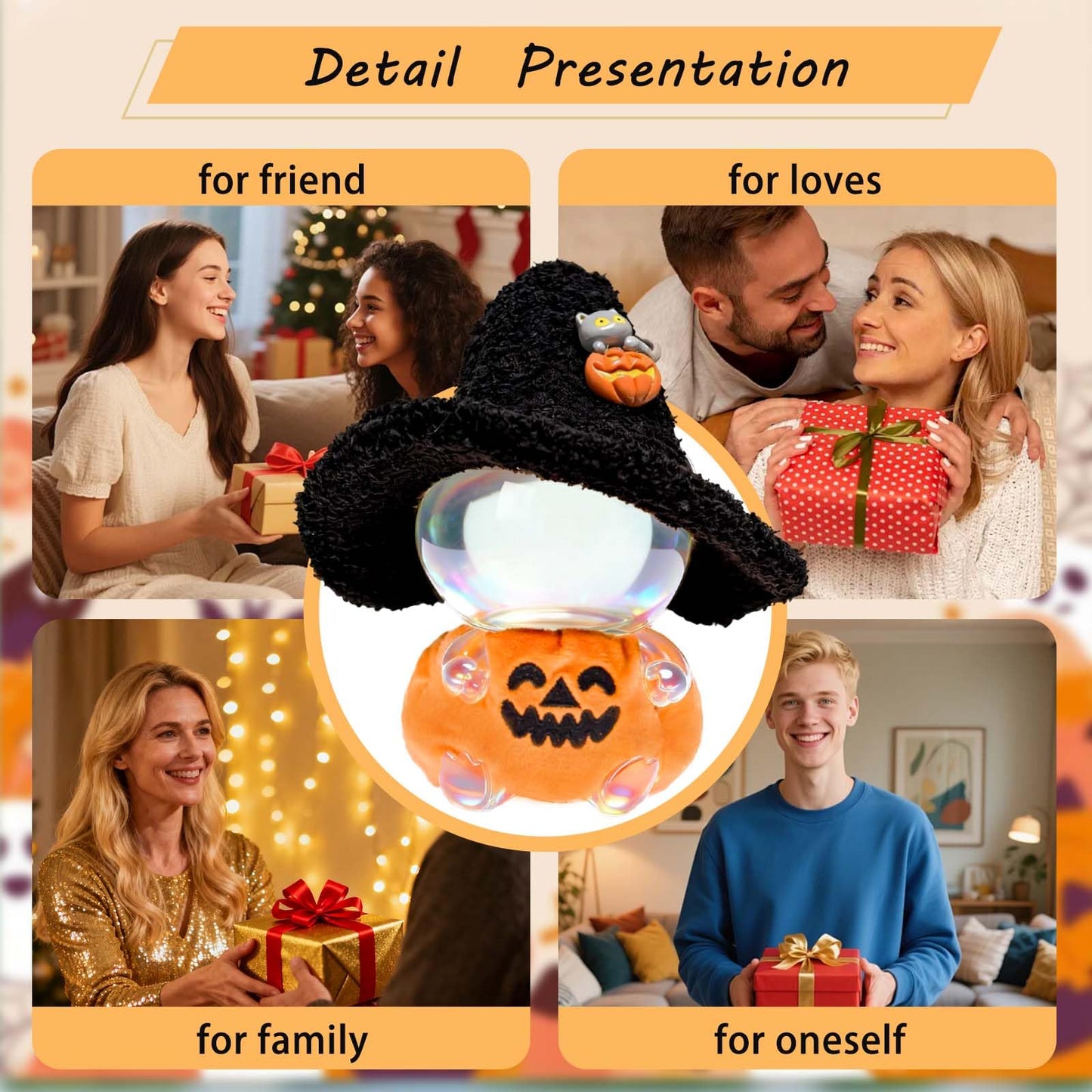 VPDSLABUBU Halloween Doll Costume Set for 6.7" Dolls – Pumpkin Overalls & Witch Hat, Cute Dress-Up Outfit for Collectors