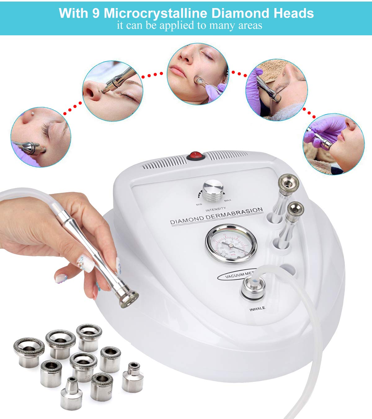 Upgraded Diamond Microdermabrasion Machine – 65-68cmHg Suction, Professional Skin Peeling, Rejuvenation, Lifting & Tightening Device