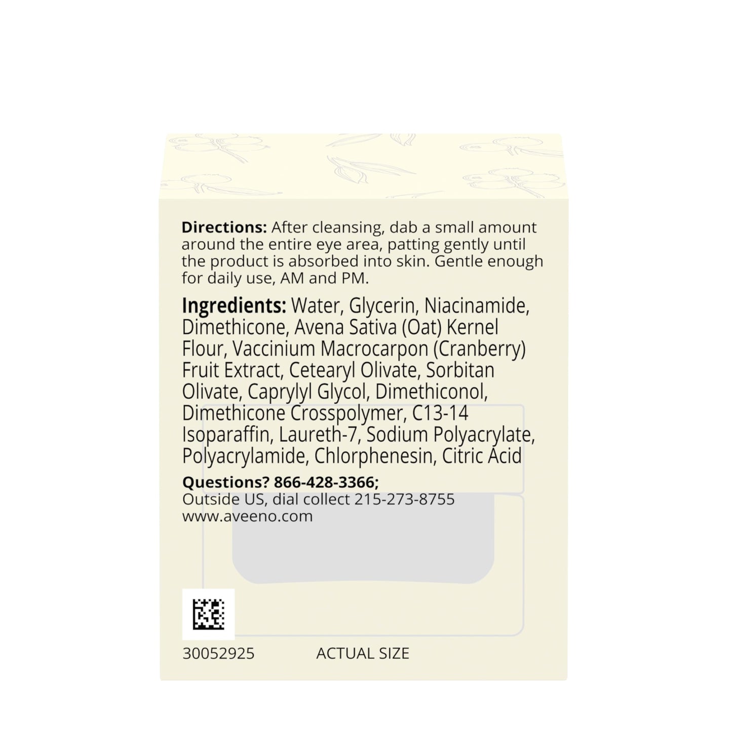 Aveeno Calm + Restore Age Renewal Eye Gel, Anti-Aging Under Eye Cream with Oat & Cranberry, Reduces Wrinkles & Crow's Feet, 0.5 oz