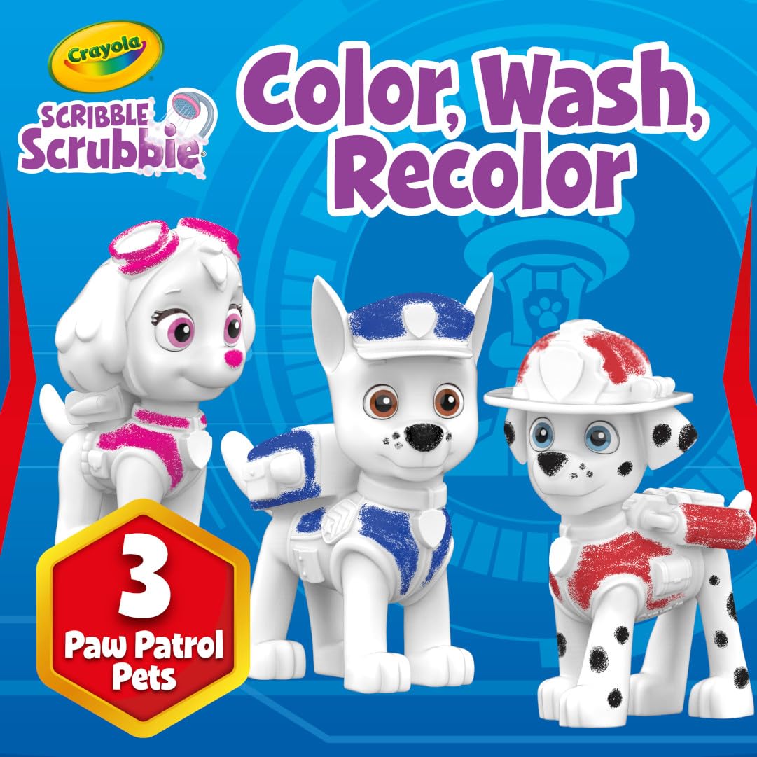 Crayola Scribble Scrubbie PAW Patrol Figurine Playset, Customizable PAW Patrol Toys & Gifts for Toddlers, Reusable Coloring Activity, Ages 3+