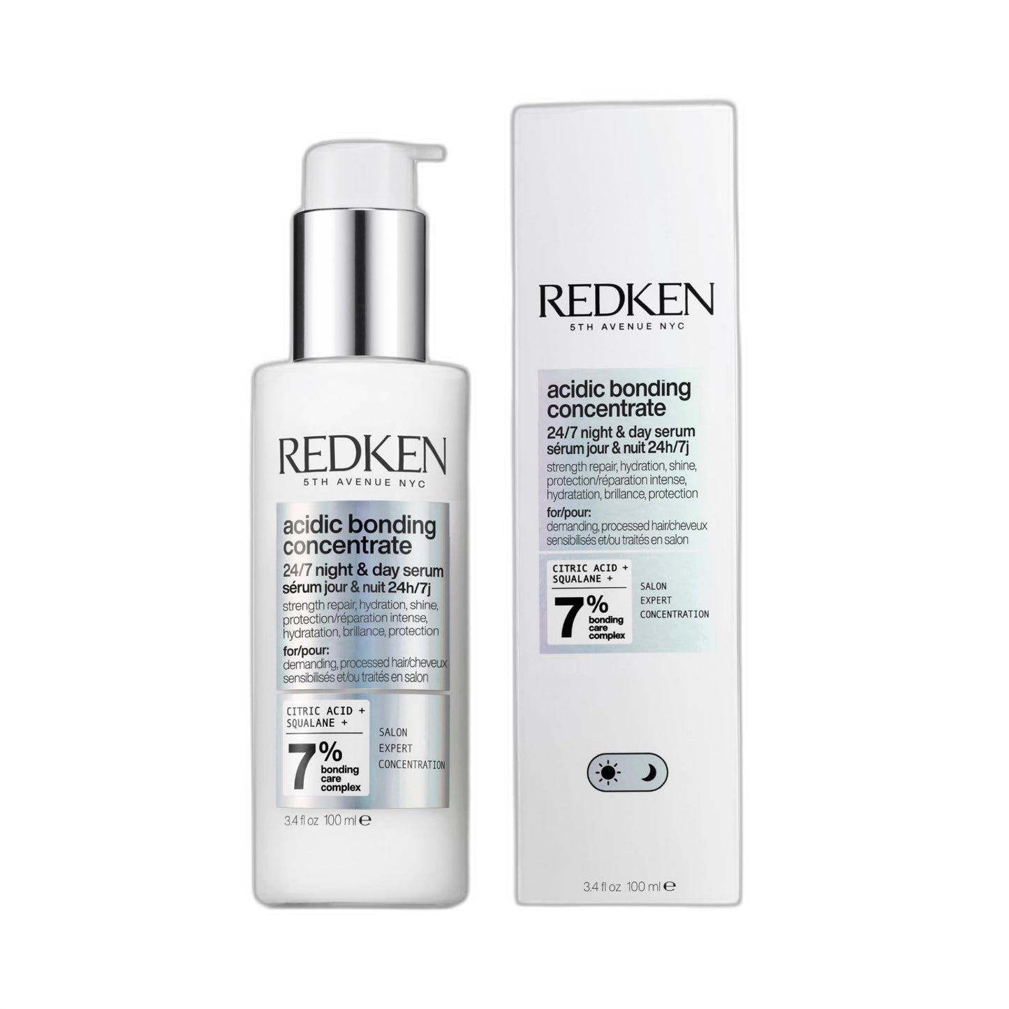 Redken Acidic Bonding Concentrate 24/7 Night & Day Serum For Damaged Hair - Nourishes & Restores, Overnight Hair Repair & Protection, Lightweight & Anti-Frizz
