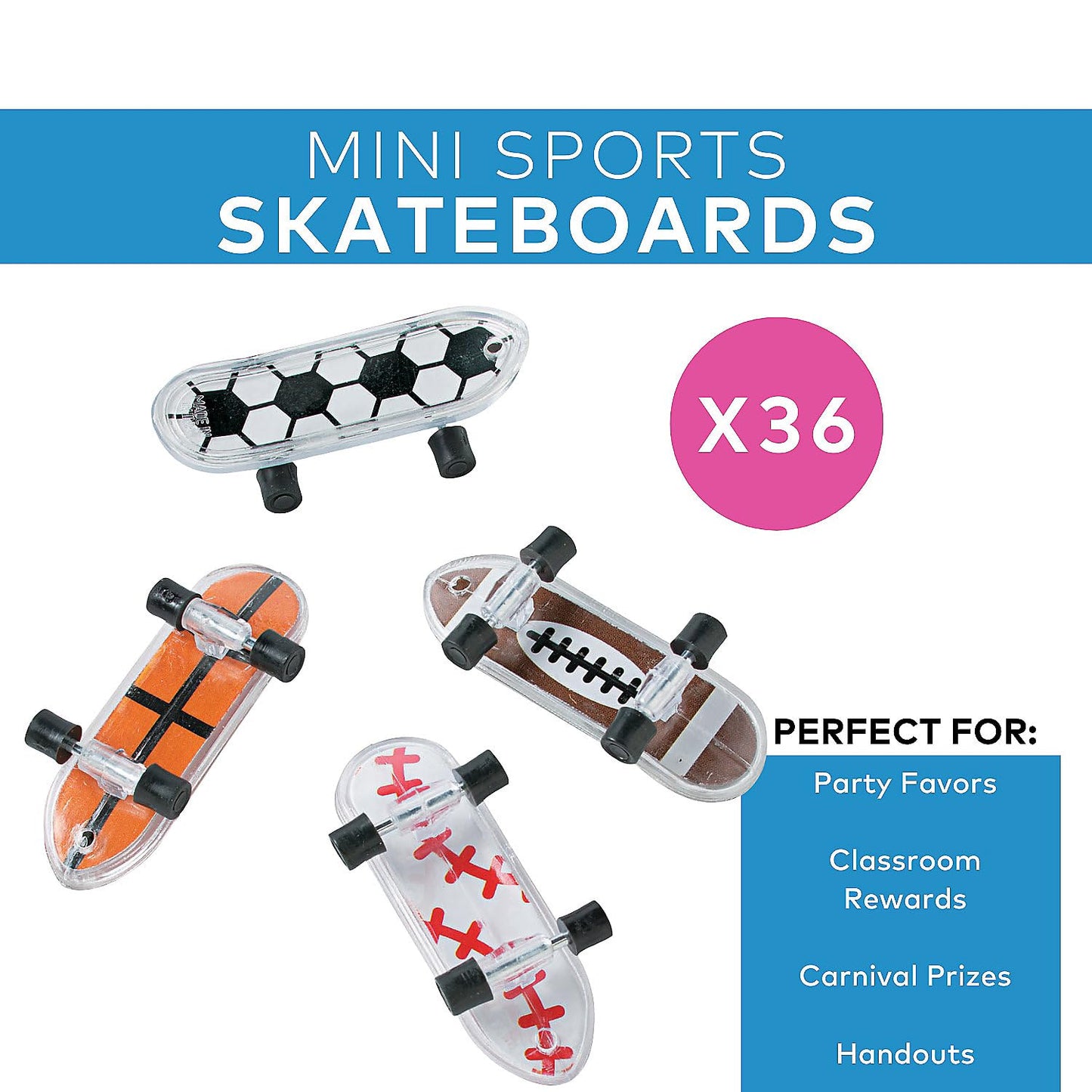 Fun Express - Sports Mini Skateboards (3dz) - Toys - Vehicles - Misc Vehicles - 36 Pieces