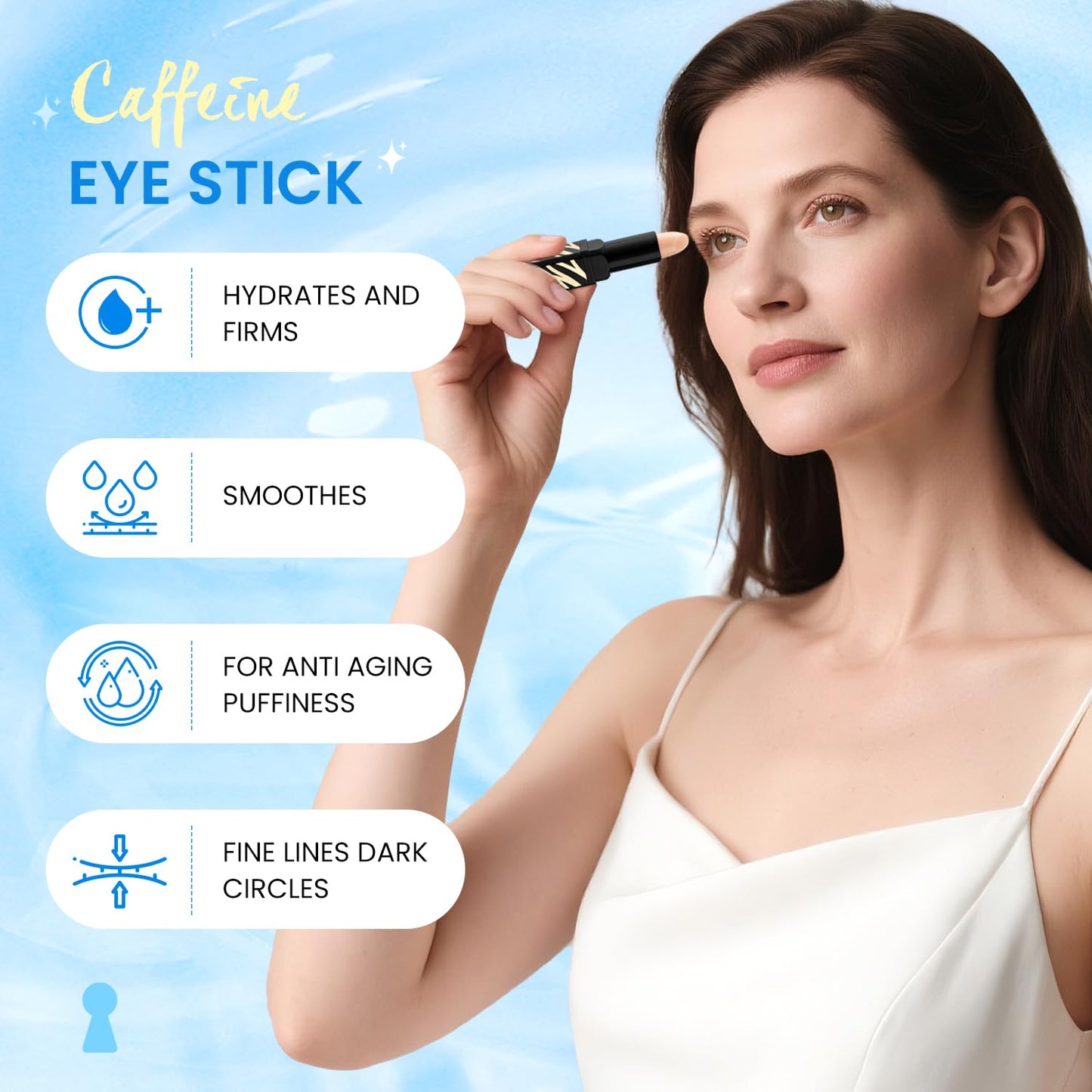 RONKIE Caffeine Eye Cream for Dark Circles: Caffeine Eye Stick - Smooth Fine Lines and Hydrate Eye Area