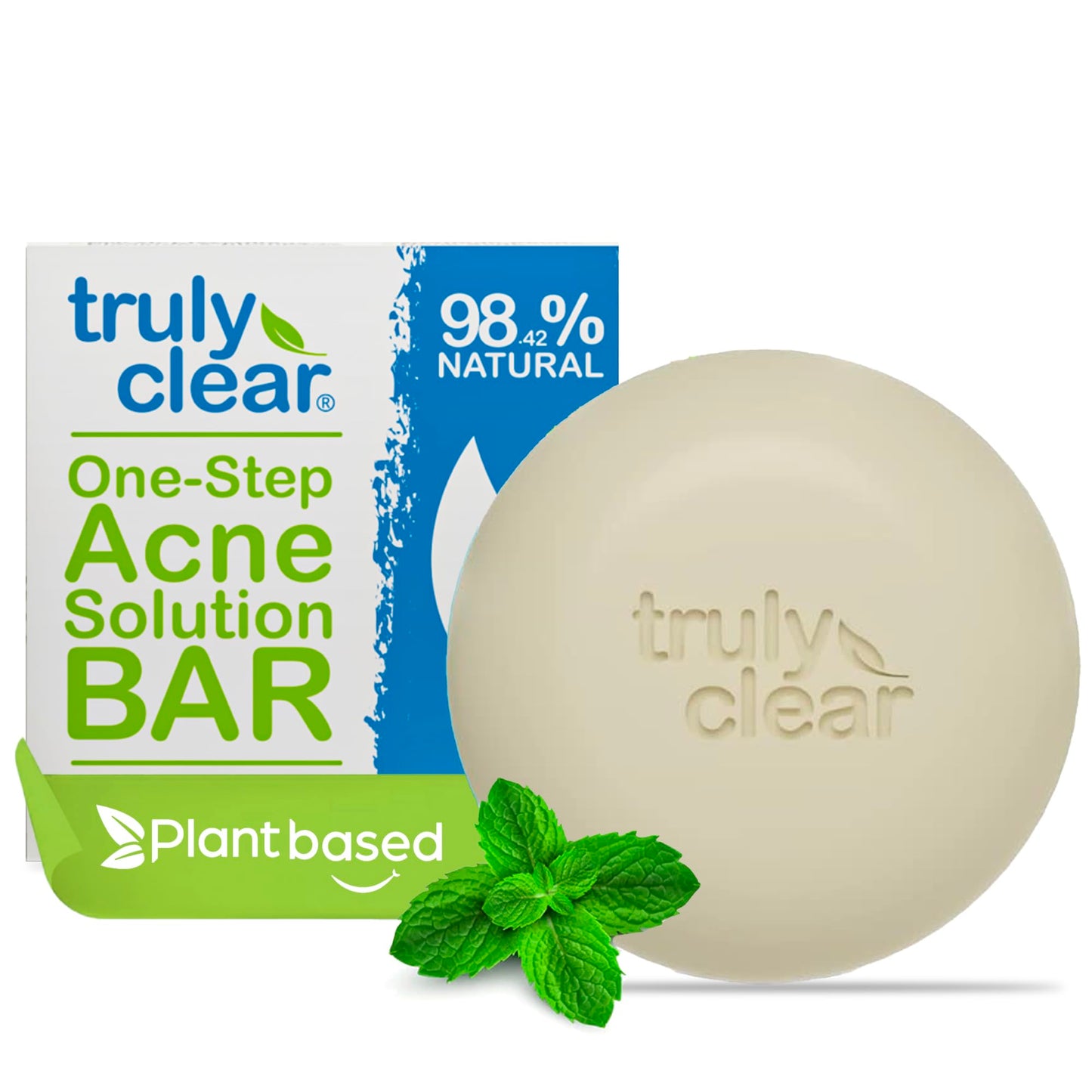 Truly Clear 1-Step Plant-Based Acne Treatment for Face, Chest & Back – Non-Drying, Salicylic + Hyaluronic Acid, Rosacea Safe