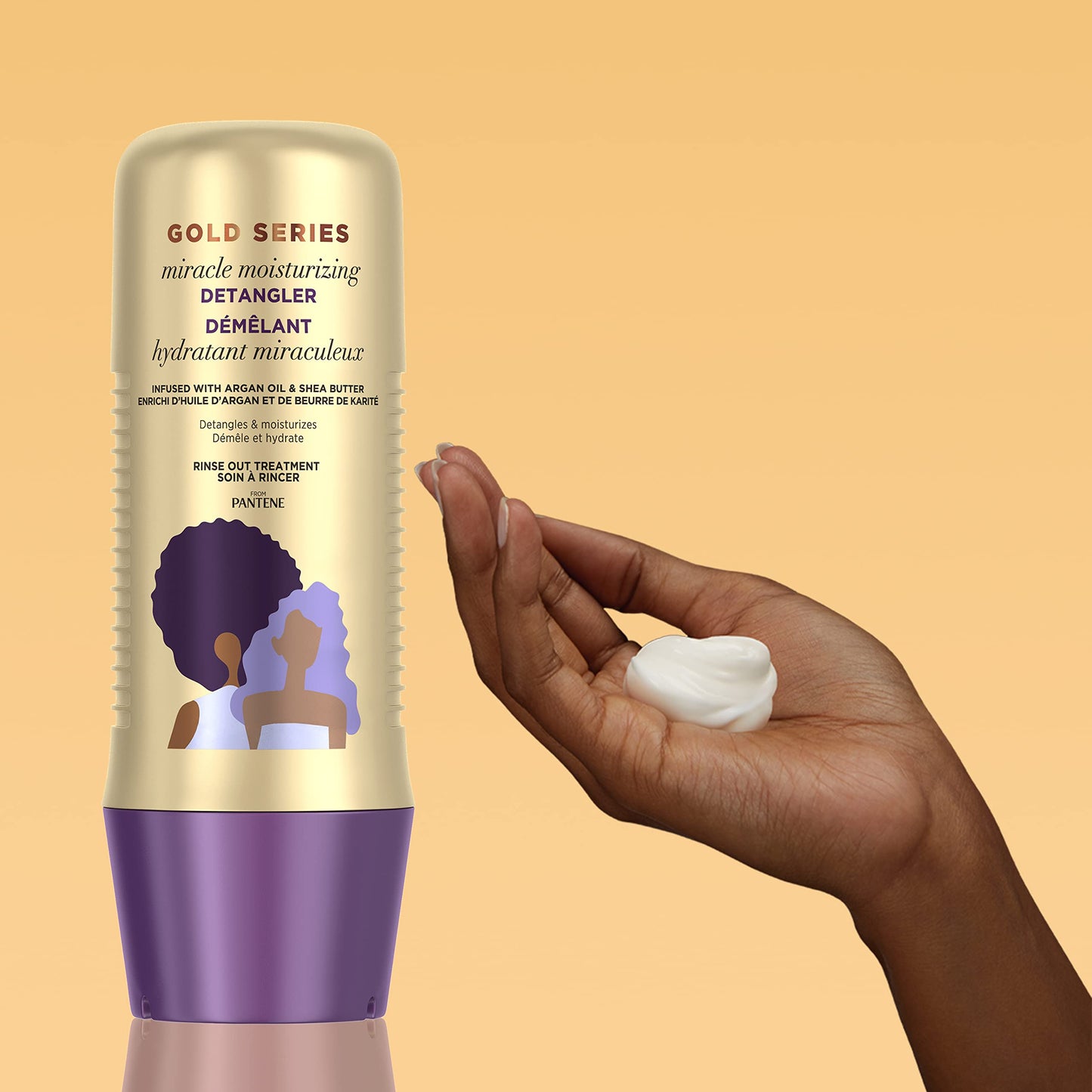 Pantene Gold Series Detangler Treatment for Curly and Coily Hair with Argan Oil and Shea Butter, 8 Fl Oz