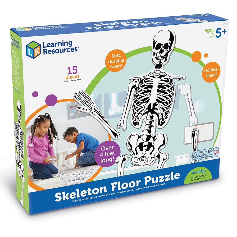 Learning Resources Skeleton Floor Puzzle, Homeschool Accessory, Anatomy Puzzle, Floor Puzzle, 15 Pieces, Ages 3+