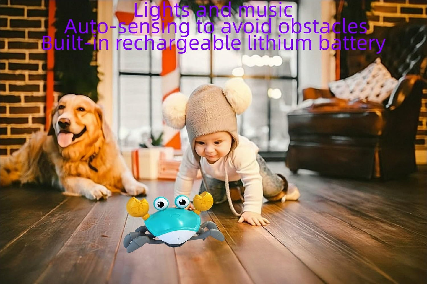 FEELGUY Crawling Crab Baby Toy – Infant Sensory & Tummy Time Learning Toy for Boys & Girls, Toddler Gifts 3-36 Months (Green)