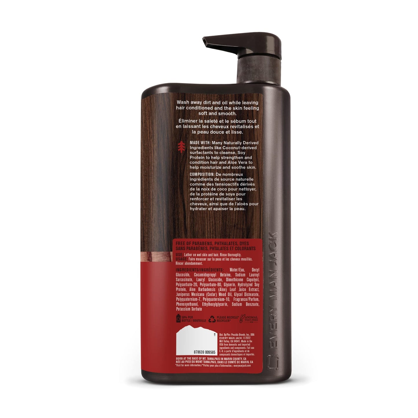 Every Man Jack Cedar + Red Sage 3-in-1 All Over Wash for Men – Cleanses, Nourishes & Protects Skin & Hair with Aloe & Soy Proteins – 2 Pack