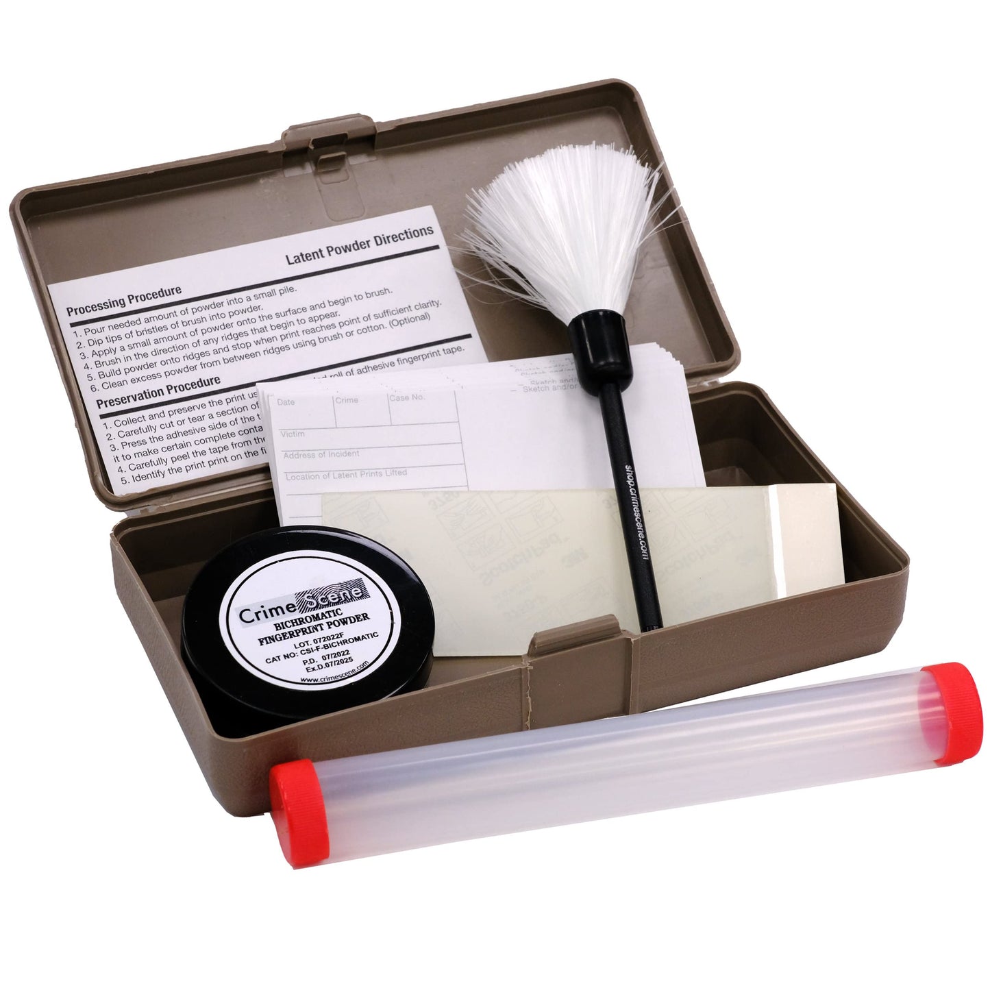 Crime Scene Basic Latent Fingerprint Kit, Bichromatic Grey Powder