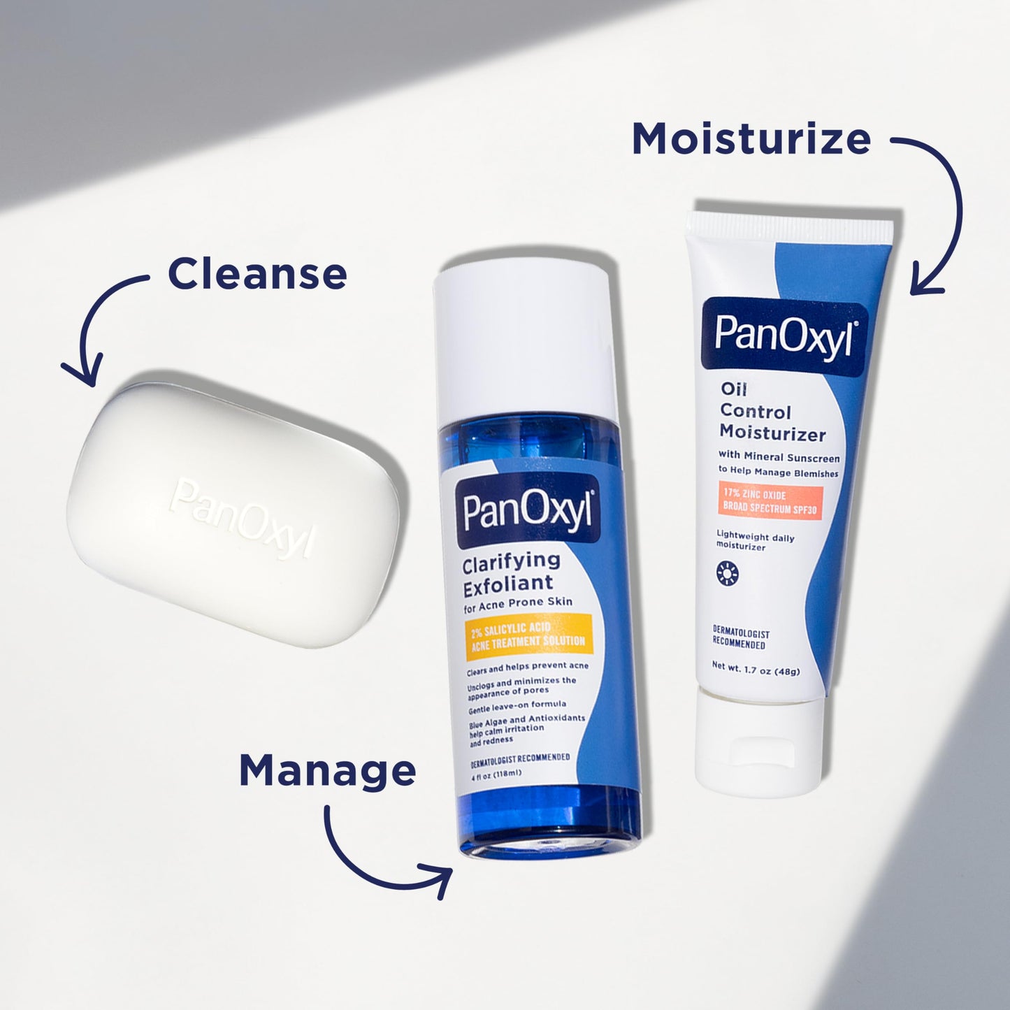 PanOxyl 2% Salicylic Acid Exfoliant for Face – Unclogs Pores, Calms Redness with Blue Algae & Antioxidants, Acne-Prone Skin, 4 fl oz