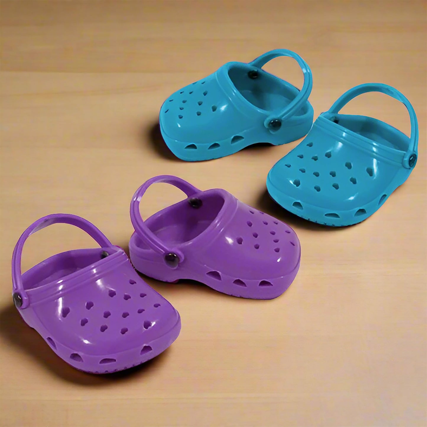 Sophia's 18" Doll Set of Two Comfy Polliwog Garden Clog Shoes in Teal and Purple