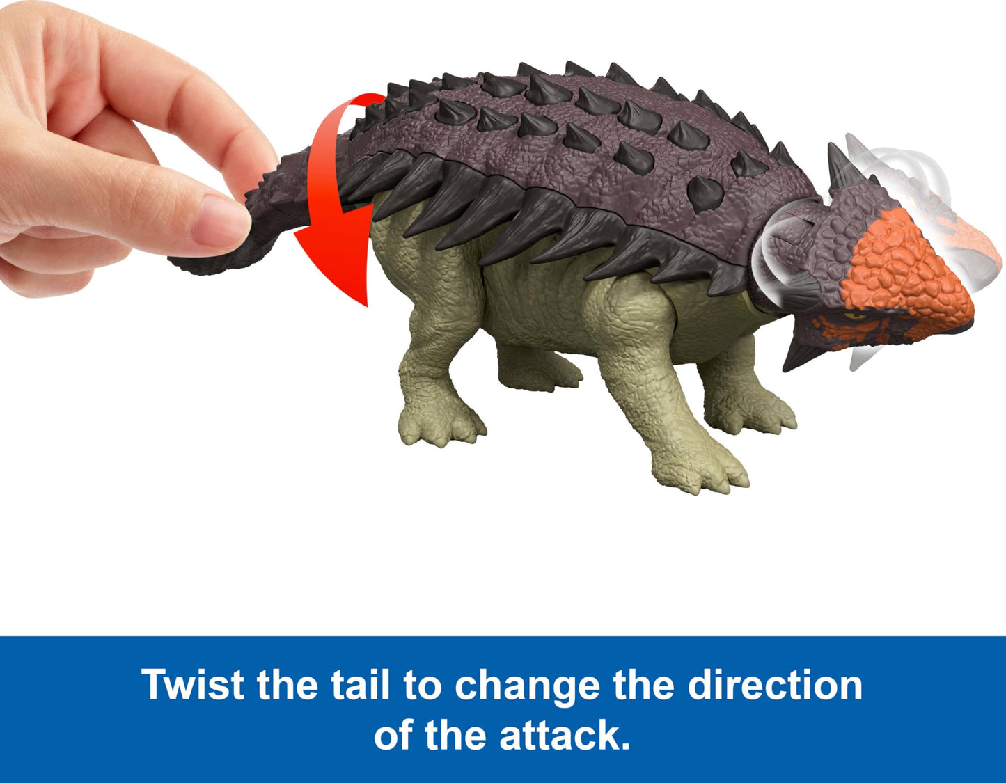 Mattel Jurassic World Rebirth Wild Roar Dinosaur Toy, Posable Ankylosaurus Figure, Tail Controlled Head Butt & Multi Attack & Sound, Digital Play