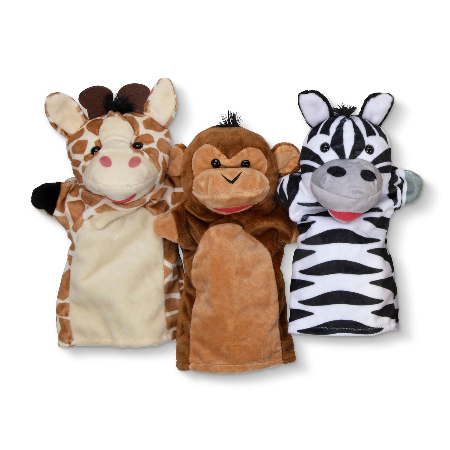 Melissa & Doug Safari Buddies Plush Hand Puppets Set of 6 – Elephant, Tiger, Parrot, Giraffe, Monkey & Zebra for Kids Ages 2+