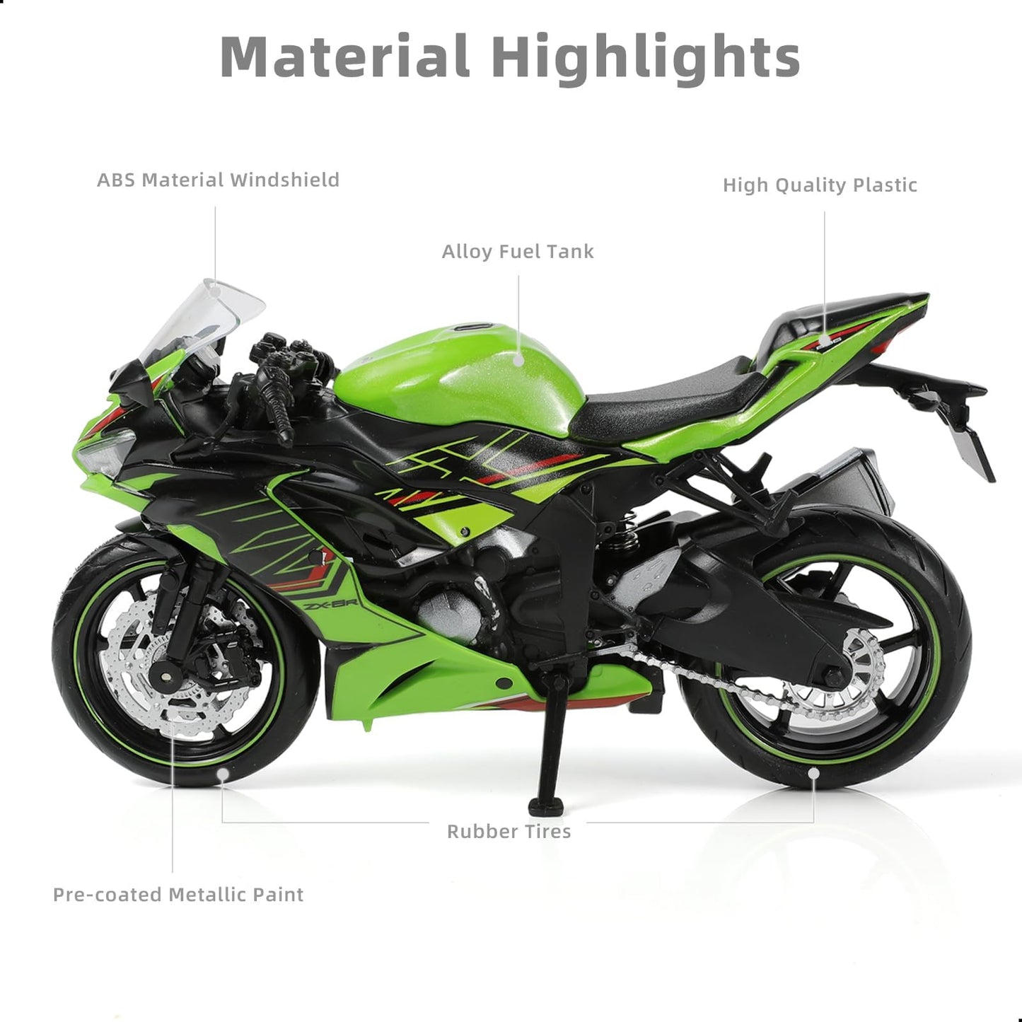 Risopen 1:12 Motorcycle Model Toy for Kawasaki Ninja ZX-6R Metal Die-cast with Plastic Motorcycle Model Mini Moto Gift for Adult